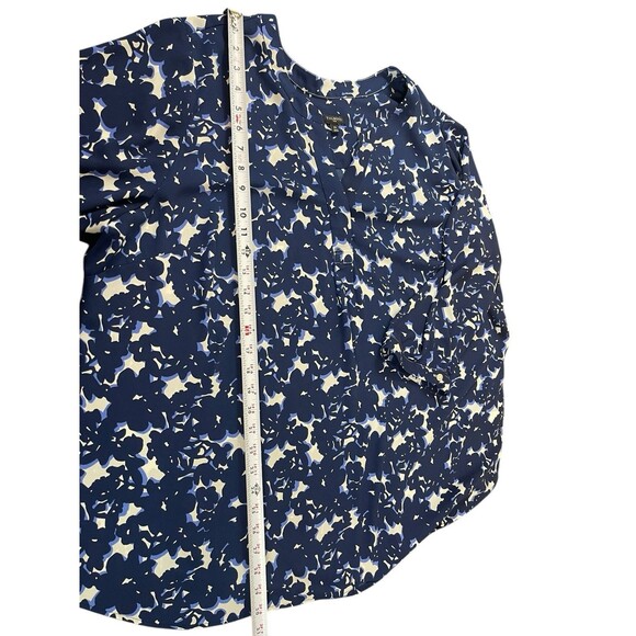 Talbots Plus 3X Blue Floral Print Blouse Split Neck 3/4 Sleeve Lightweight Top - Picture 9 of 14